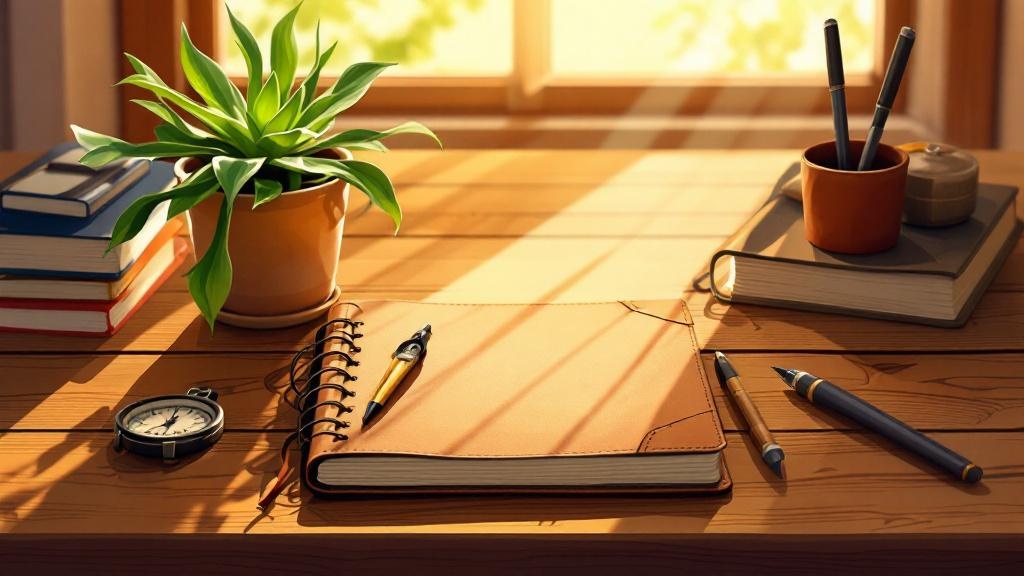 빈 체크박스가 있는 노트가 펼쳐진 책상