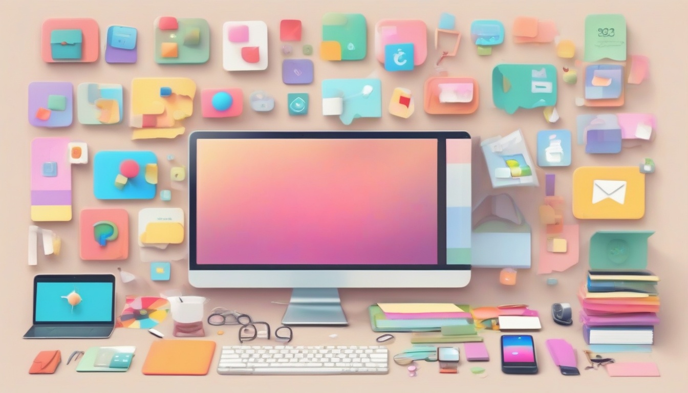 A of many colorful app icons scattered chaotically across...