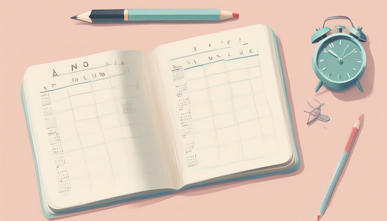 A of an open notebook with handwritten lists