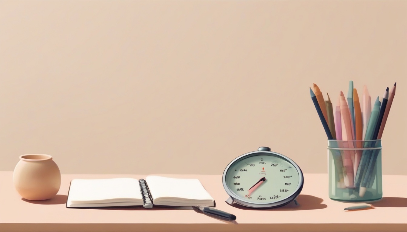 A of a round kitchen timer set to 25 minutes next to an o...