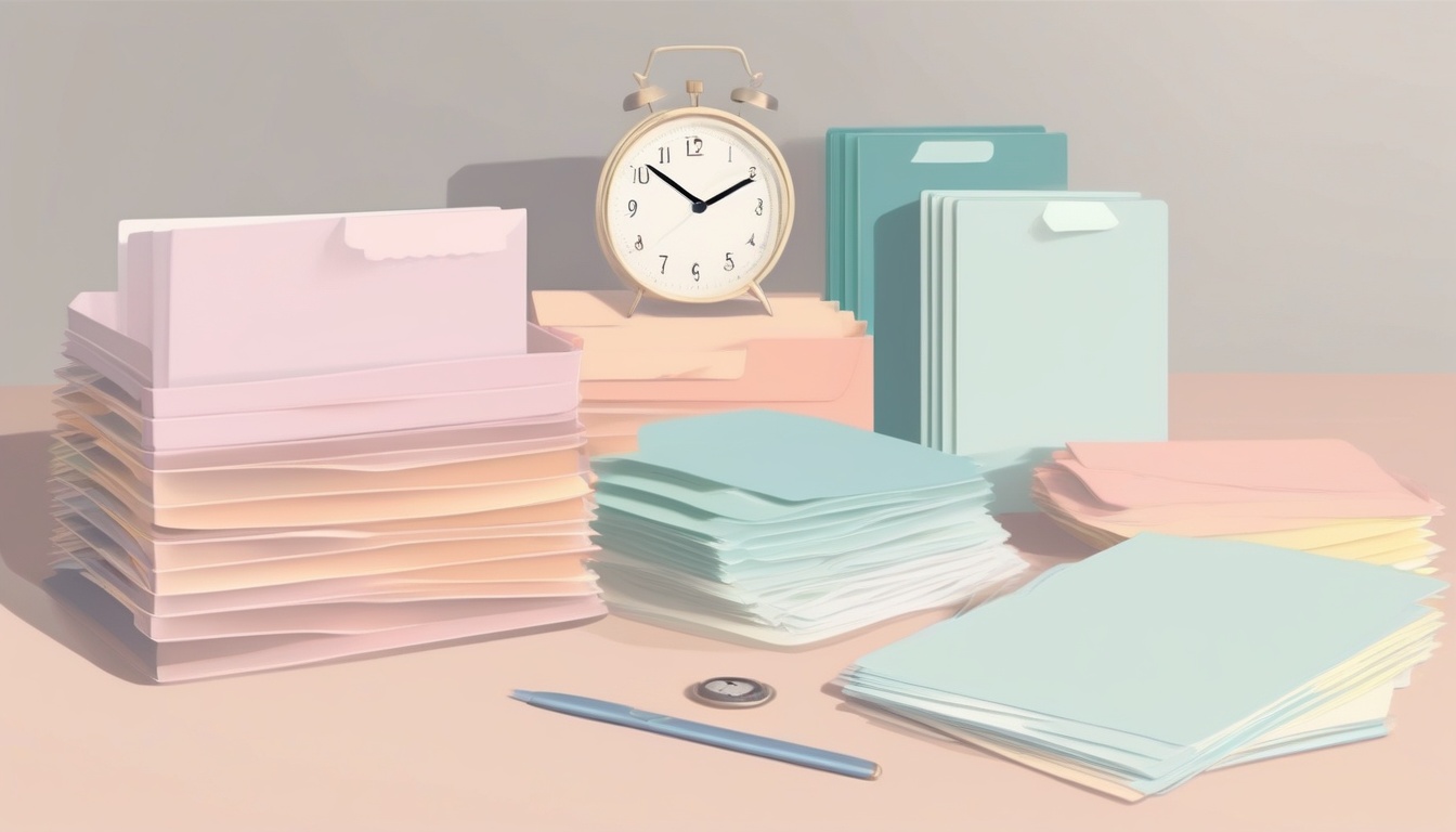 A of labeled folders and a sorting tray on a clean desk w...