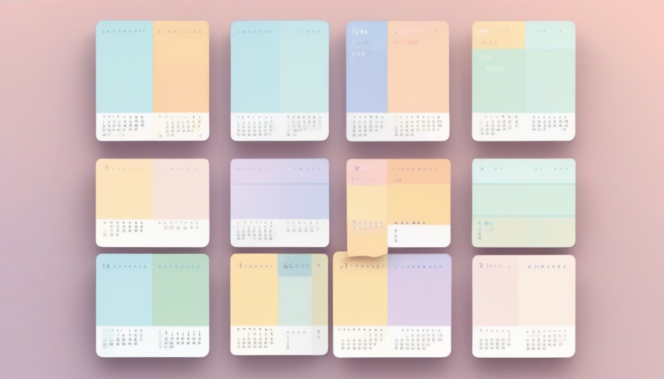 A of neatly arranged app interface cards in a row showing...