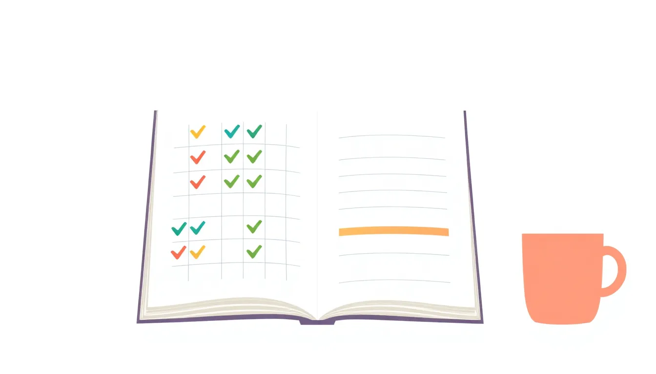 컬러풀한 체크마크가 있는 저널