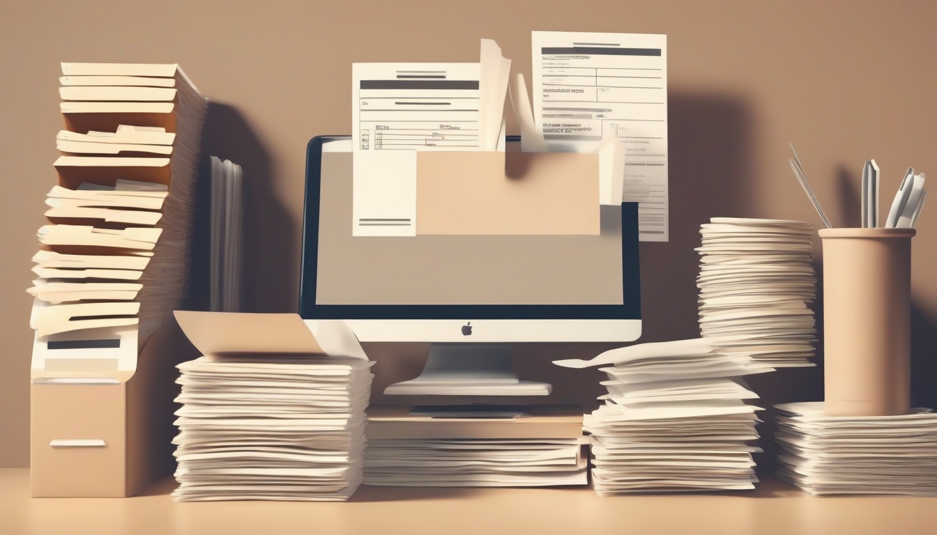 Clean modern illustration of organized filing system with...