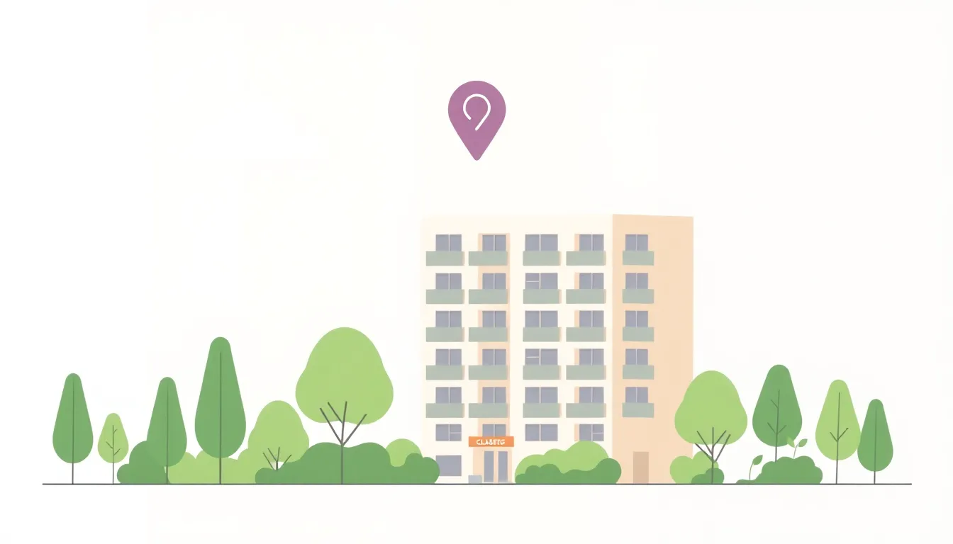 A of a city skyline with a blueprint scroll and a small h...