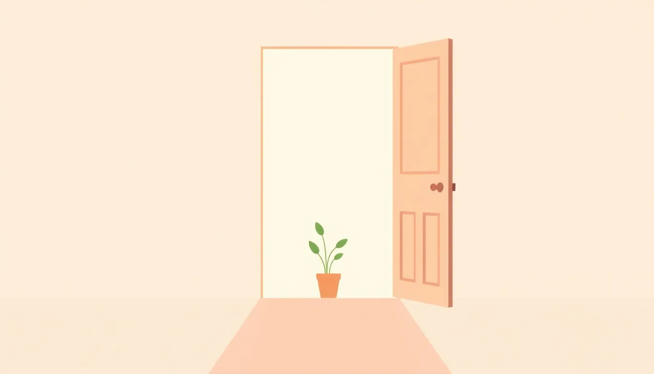 A of a open door with soft warm light coming through