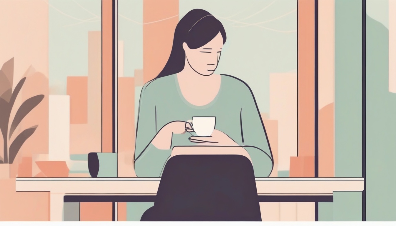 A of a front-facing person sitting at a bright desk near ...