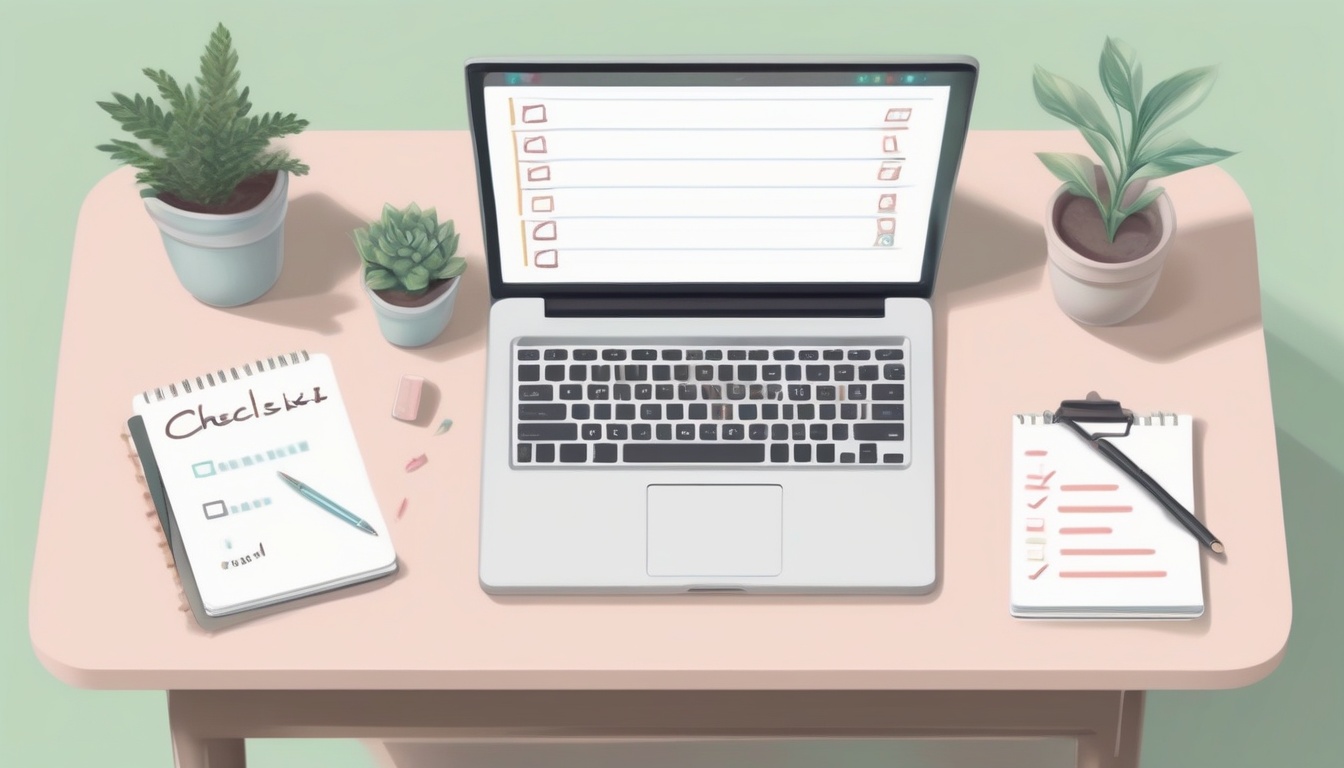 A of a checklist with checkmarks and a clean organized de...