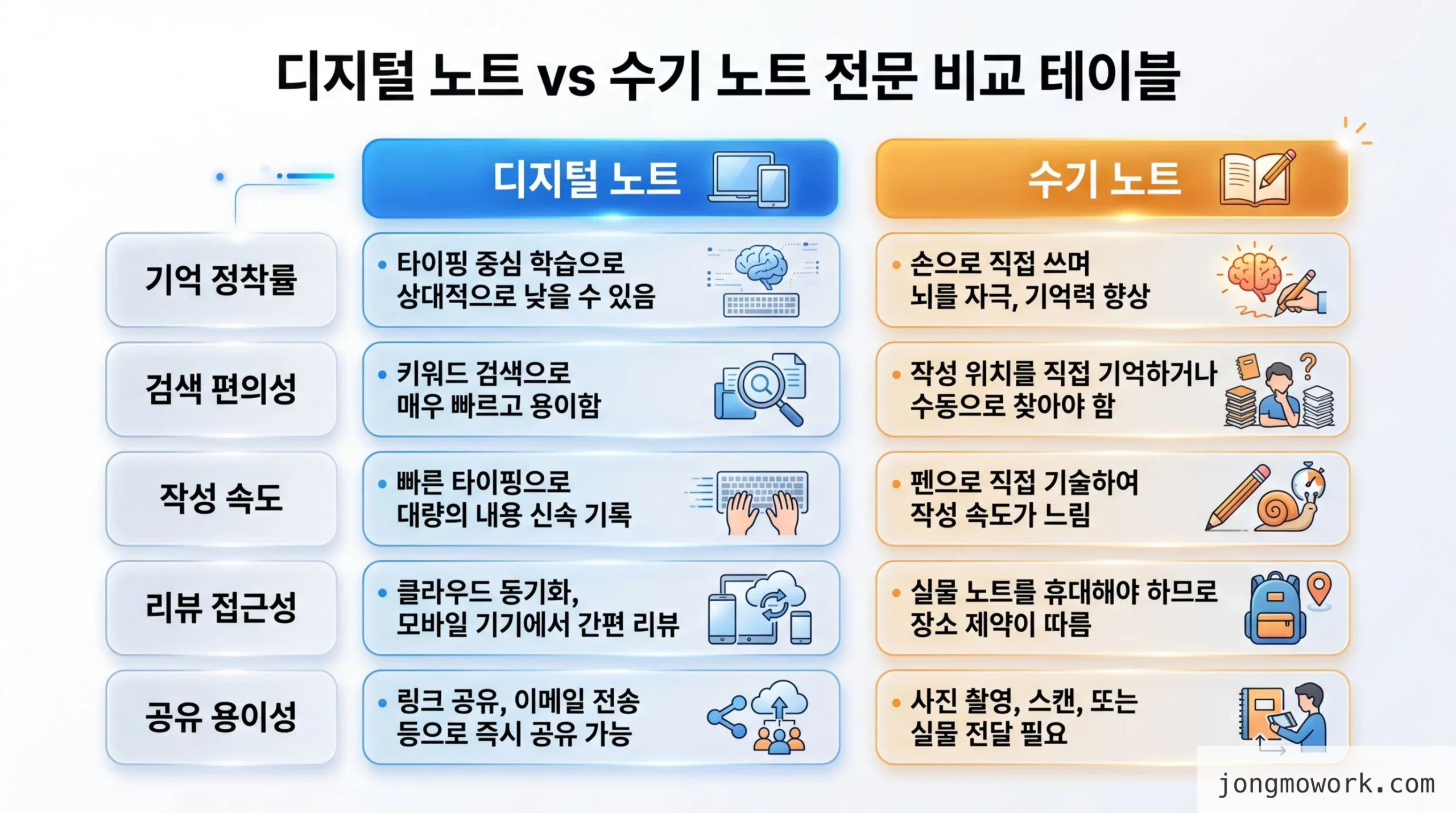 직접 정리한 comparison 비교 인포그래픽