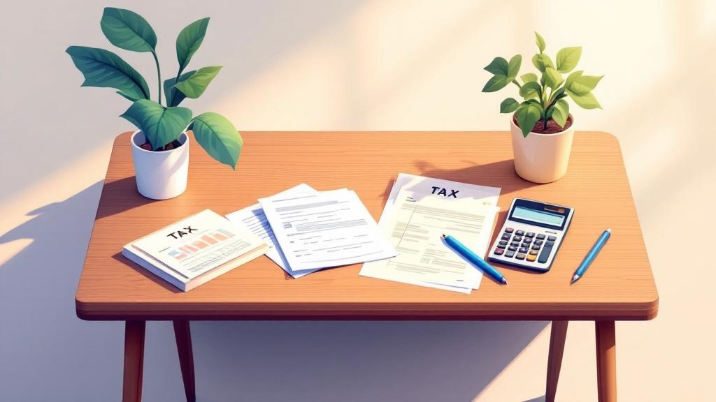 A of a desk with tax documents