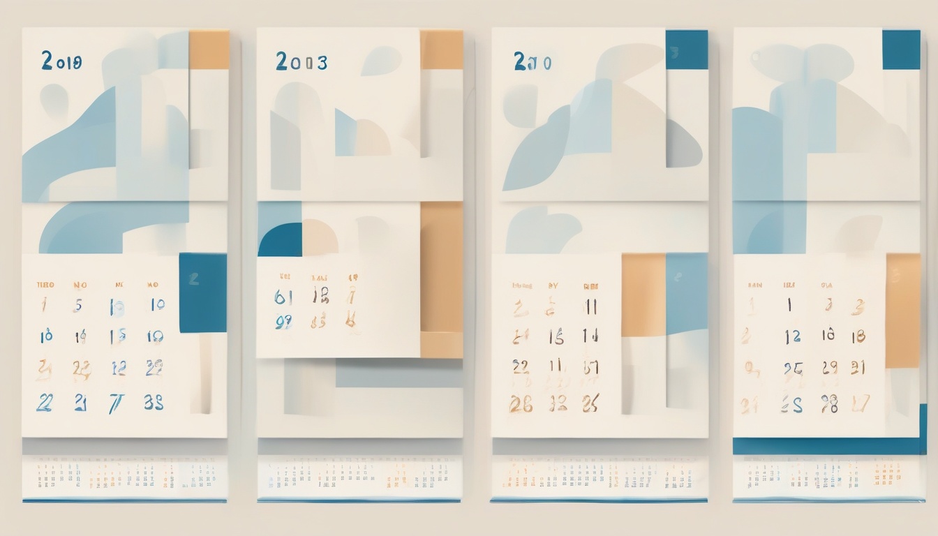 A of three stacked calendar pages labeled by year with up...