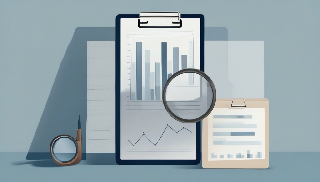 A of a clipboard with simple bar chart lines and a small ...