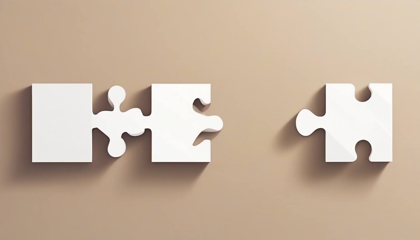 A of four connected blocks or puzzle pieces in a row on a...