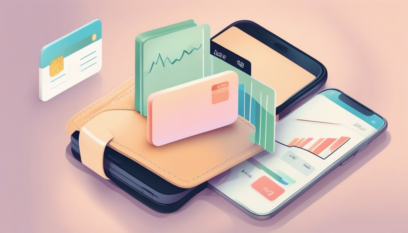 A of a smartphone showing a banking app interface with ch...