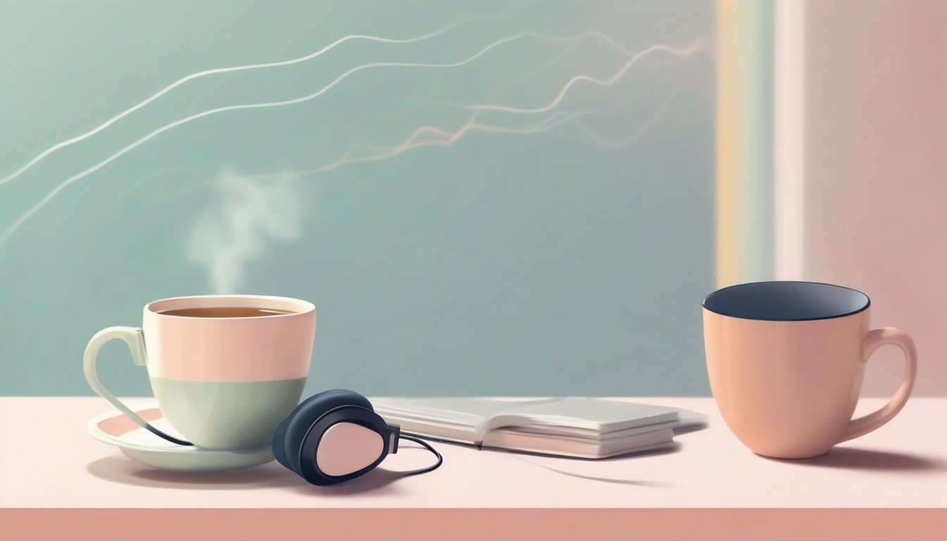 A of noise cancelling headphones on a clean desk next to ...