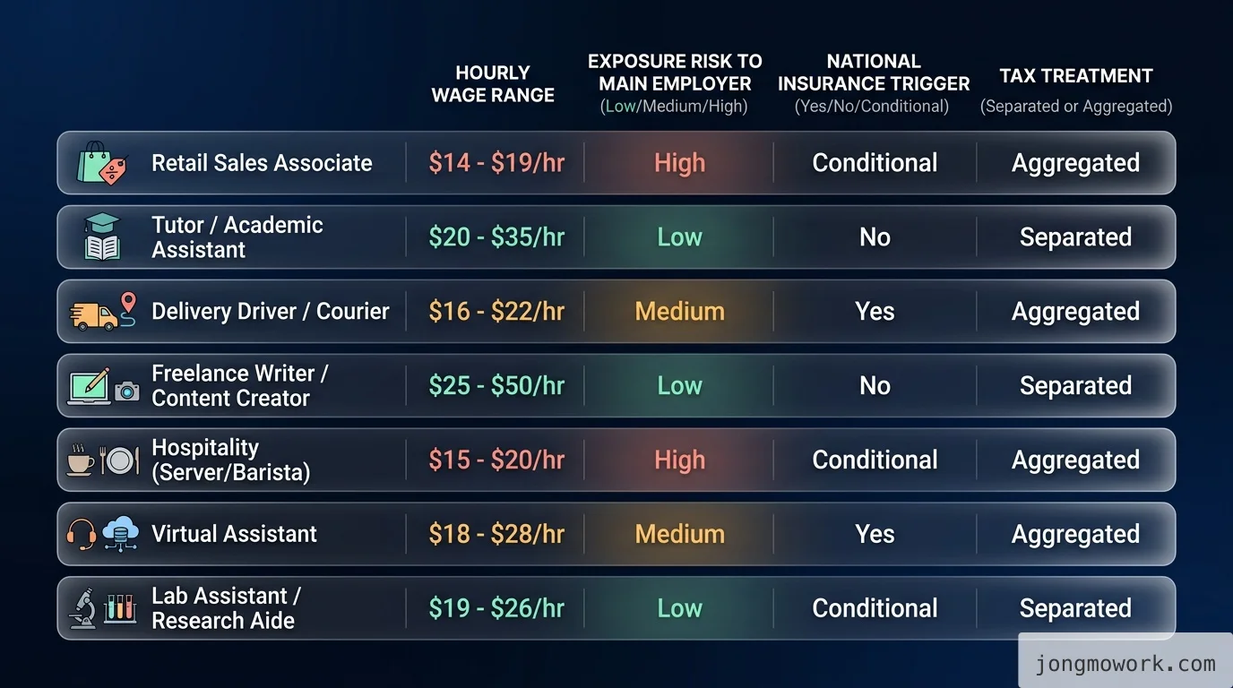 comparison:직장인 부업 알바 7가지 비교 비교 인포그래픽