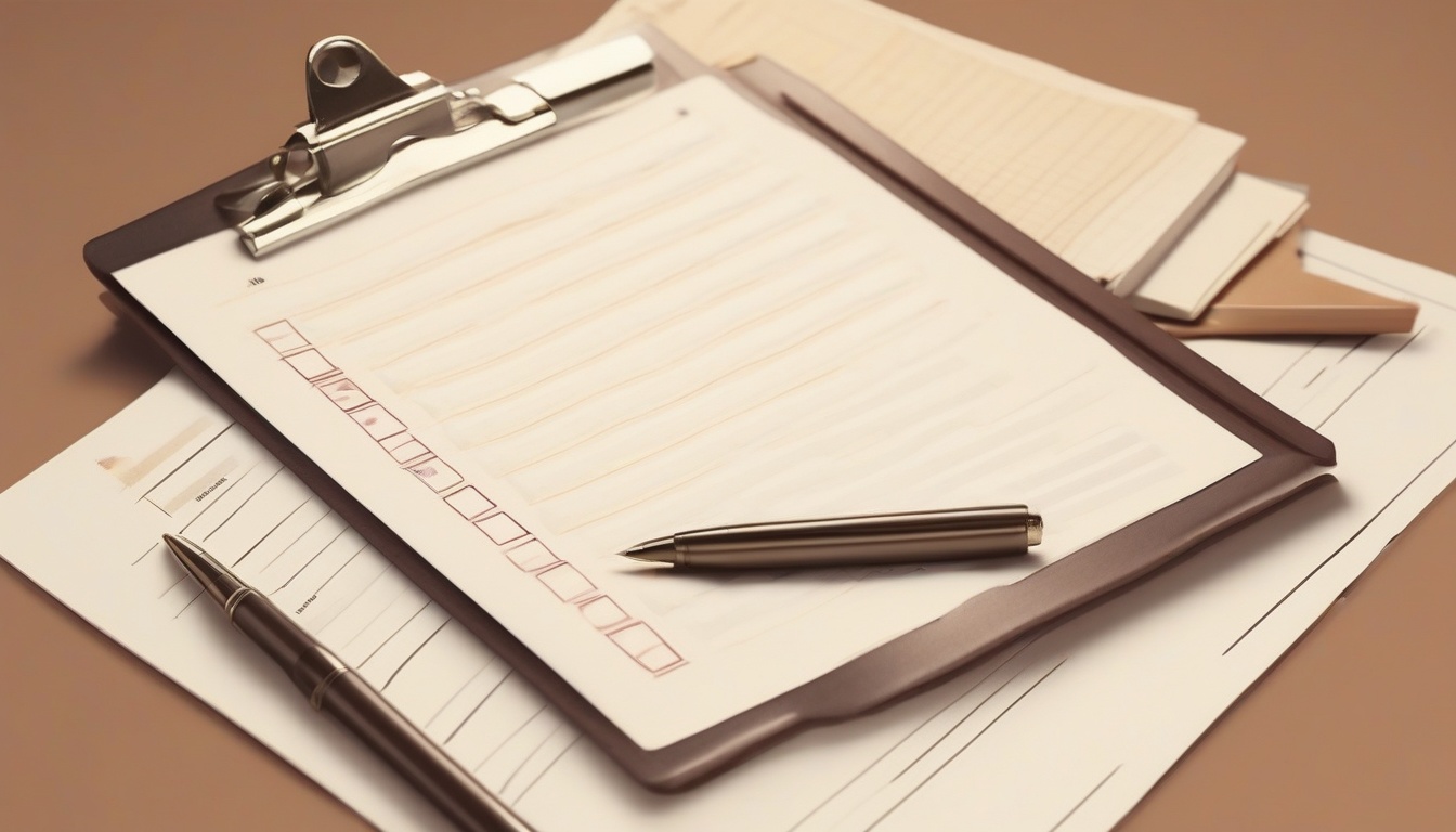 A clean modern illustration of a checklist on a clipboard...