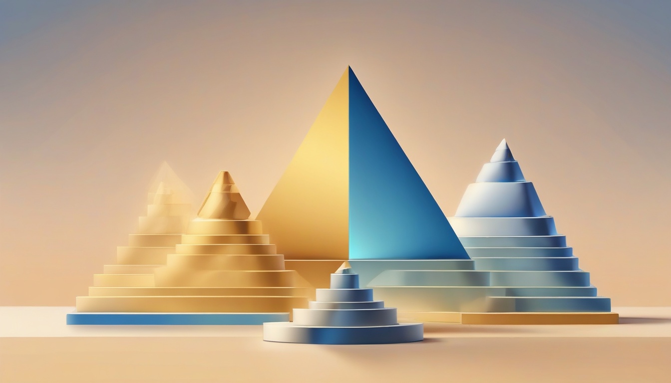 A flat illustration showing a layered investment pyramid ...