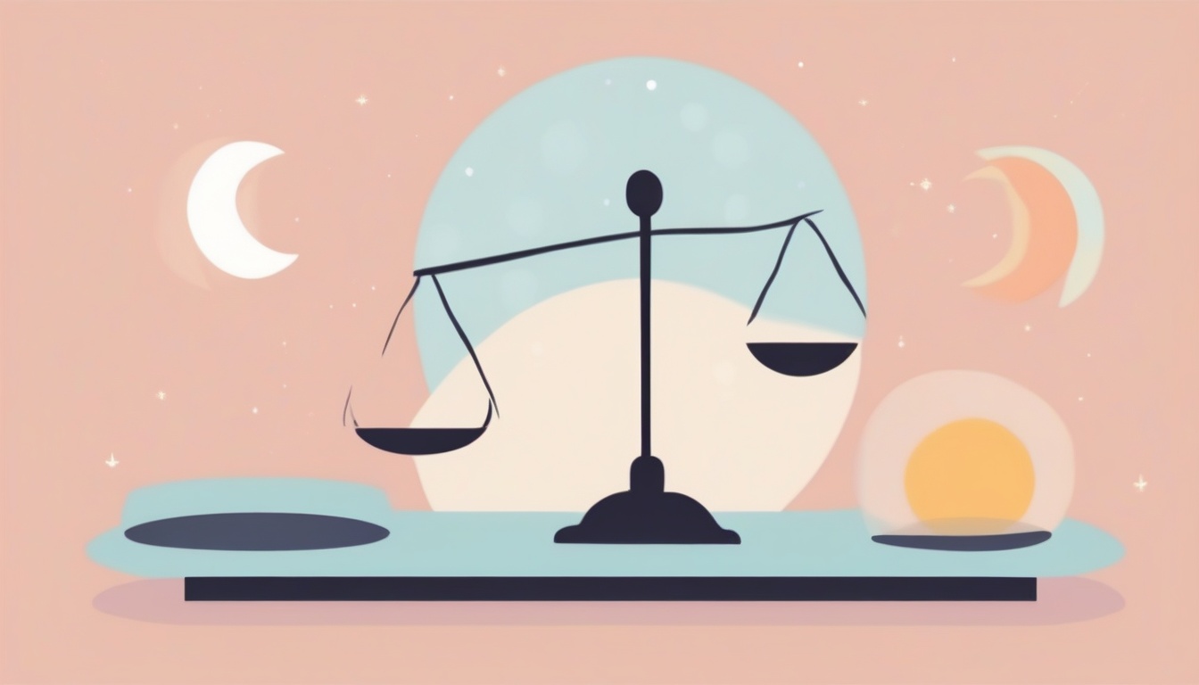 A of a balance scale with sun and moon symbols on each si...