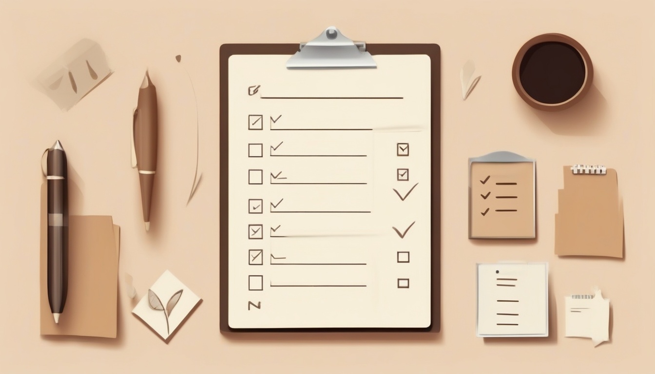 A of a checklist with some items marked with X and some w...