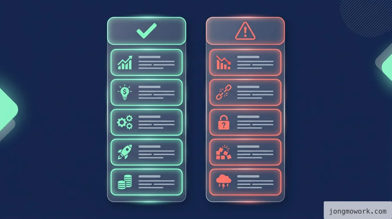 pros-cons:직장인 부업 알바 전략 선택 비교 인포그래픽