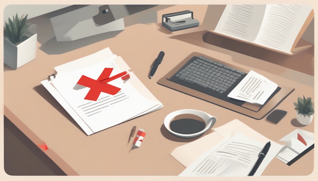 A of a warning sign next to a document with a red X mark