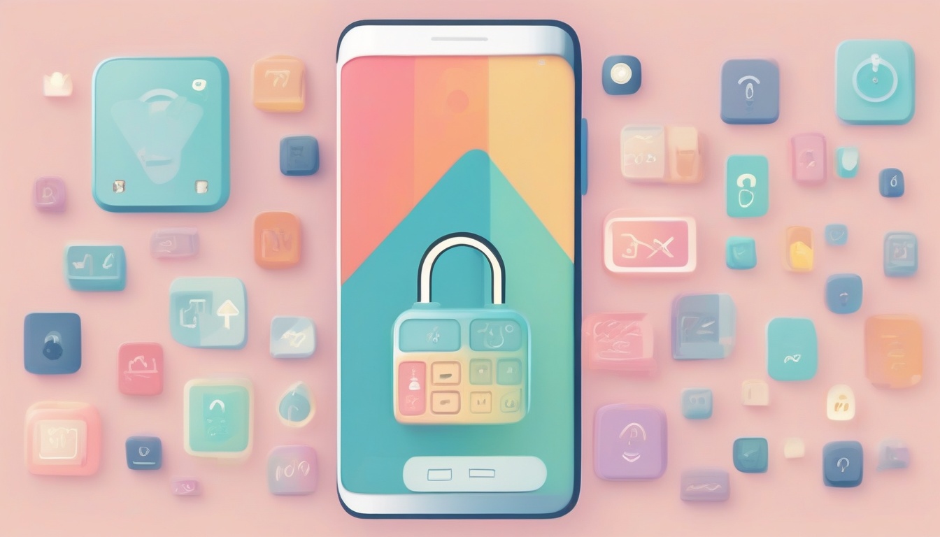 A of a smartphone with a lock icon and a timer overlay