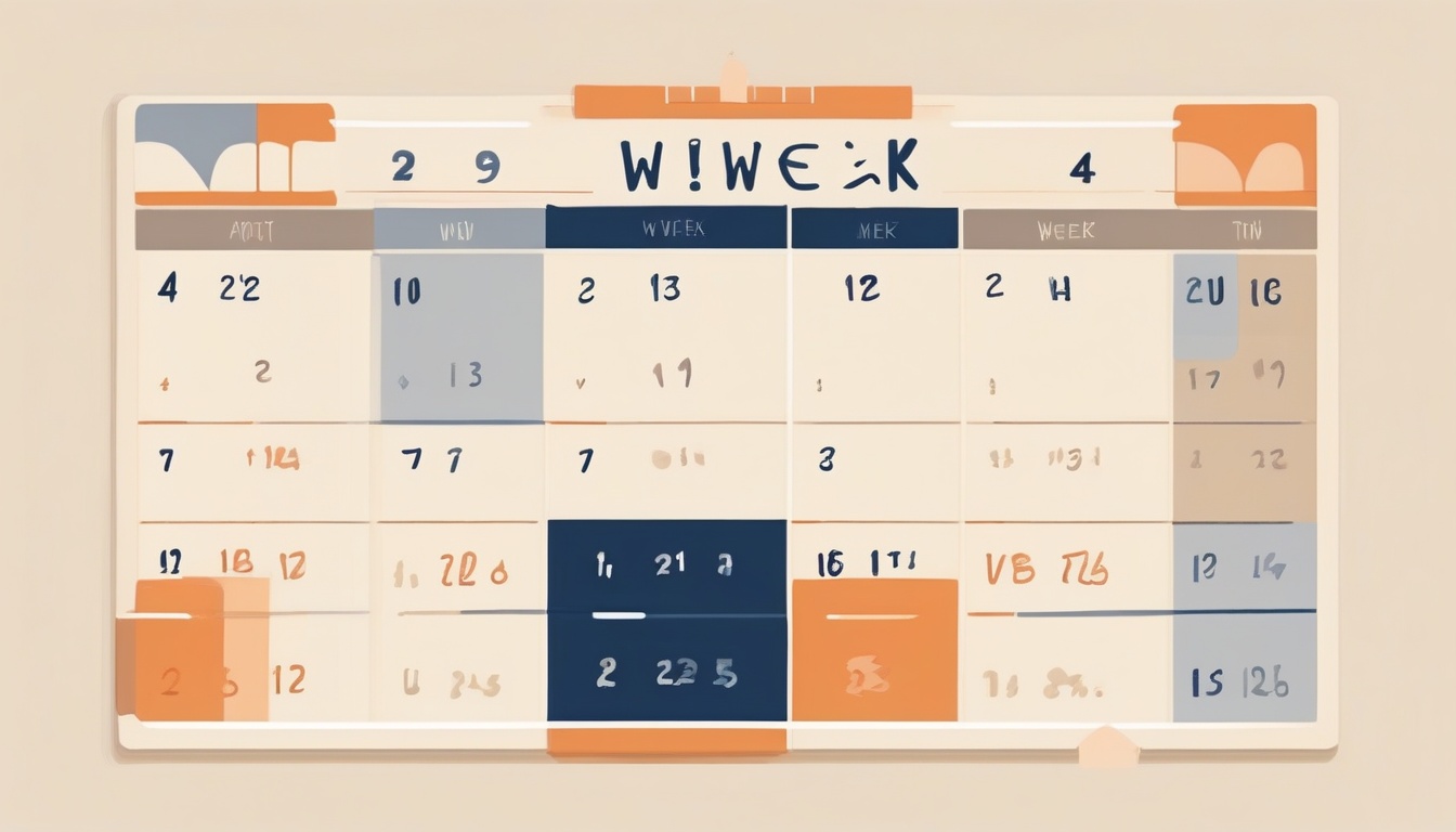 A clean modern flat illustration of a four-week calendar ...
