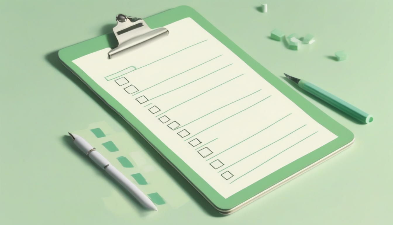 A of a checklist on a clipboard with checkmarks