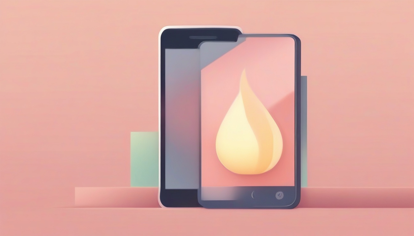 A of a caution sign next to a smartphone with a gentle wa...