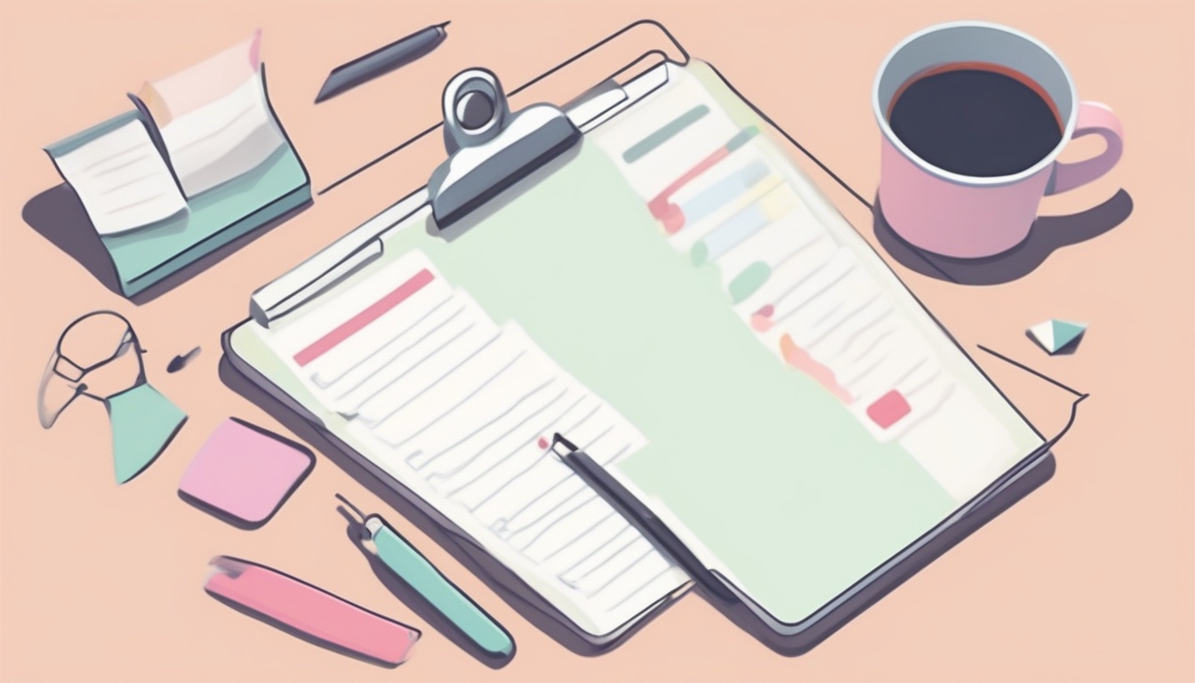 A of a checklist on a clipboard with some items checked off