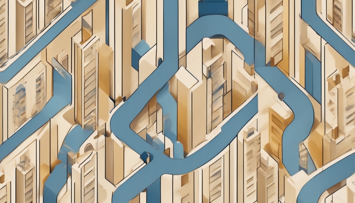 A of multiple arrow paths converging to an apartment key