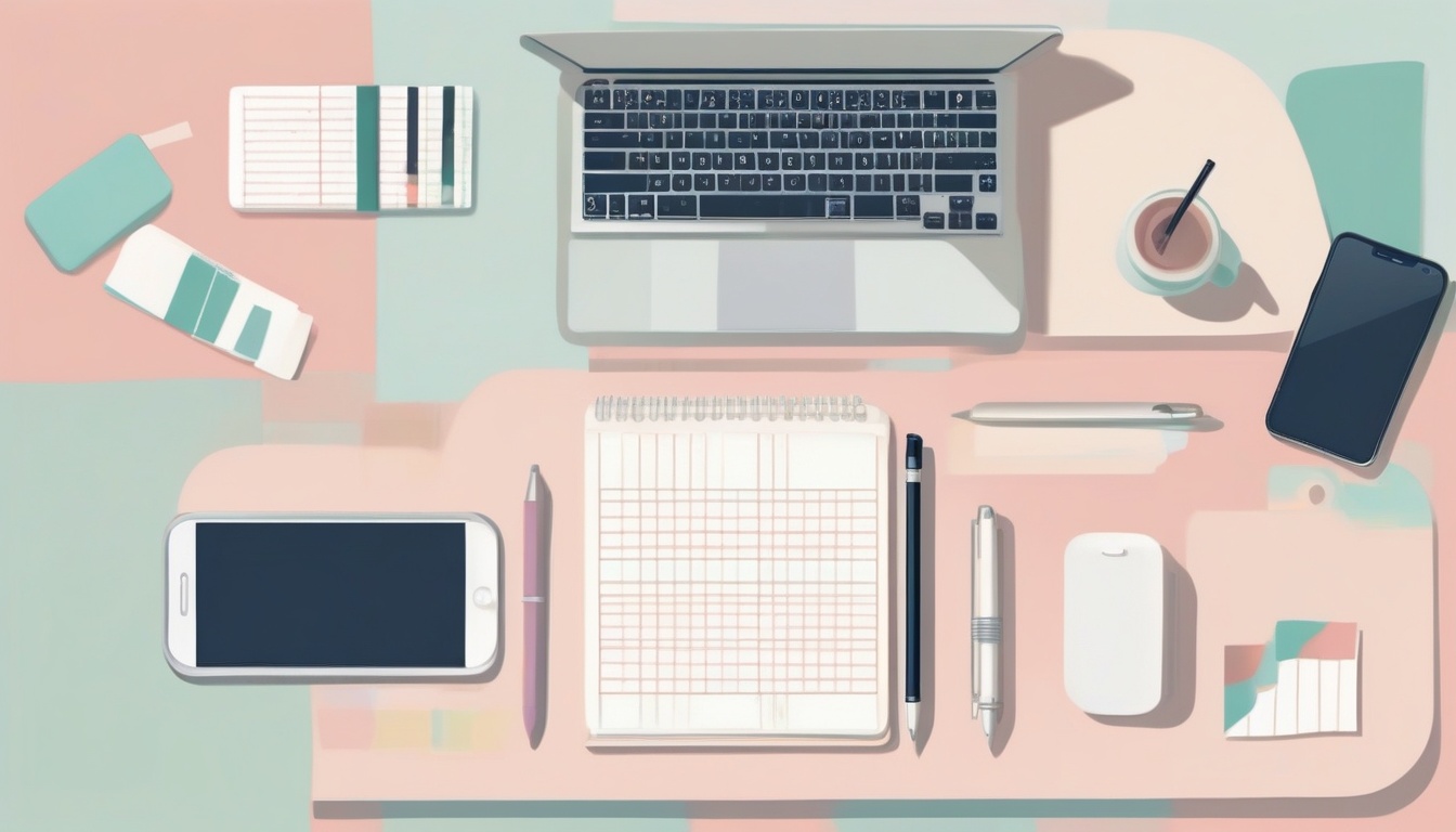 A of three side-by-side stylized objects on a desk: an op...
