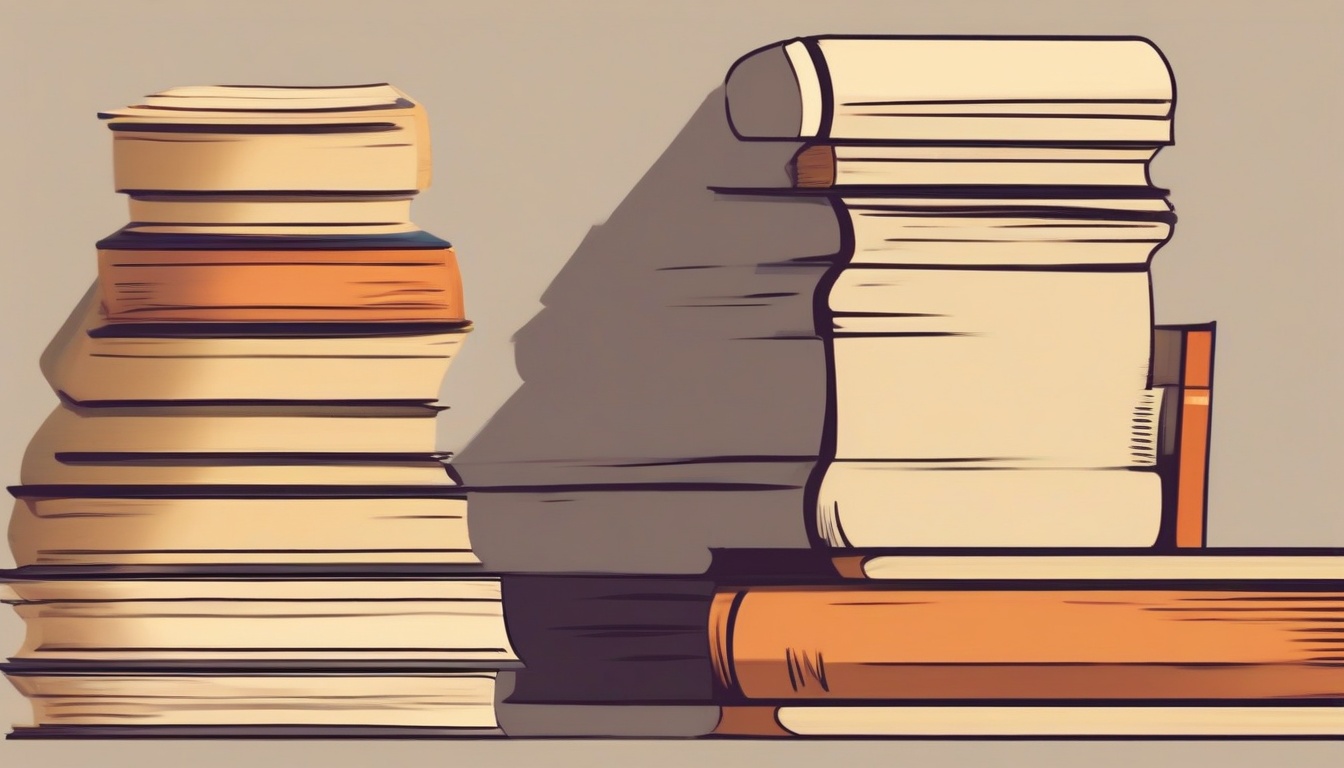 A flat illustration of two book stacks side by side with ...