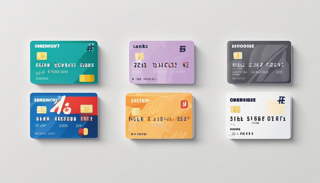 Flat illustration of four labeled bank account cards arra...