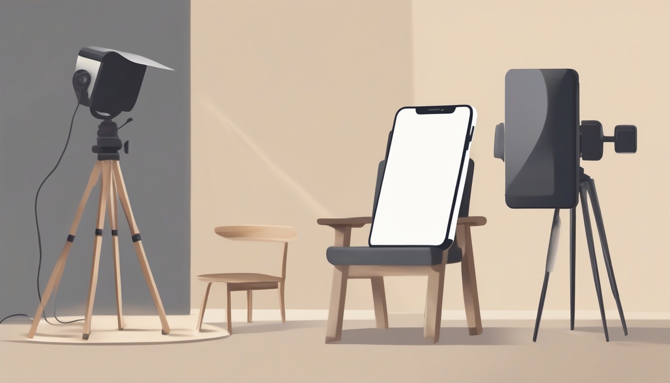 A clean modern flat illustration of a smartphone on a tri...