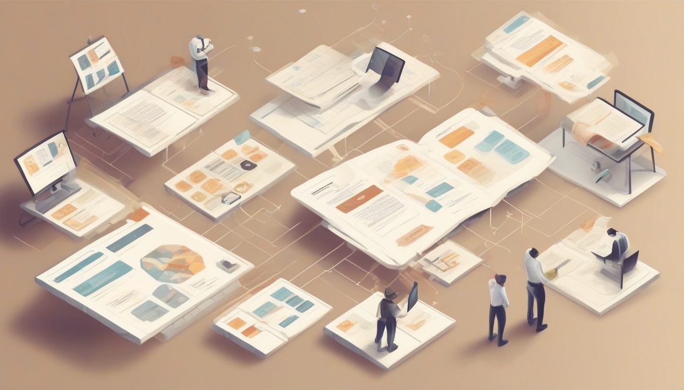 A flat illustration of portfolio sitemap with five pages:...