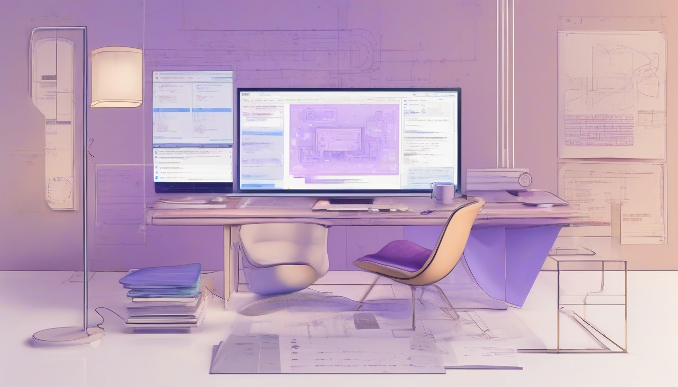 A flat illustration showing AI-assisted development workf...