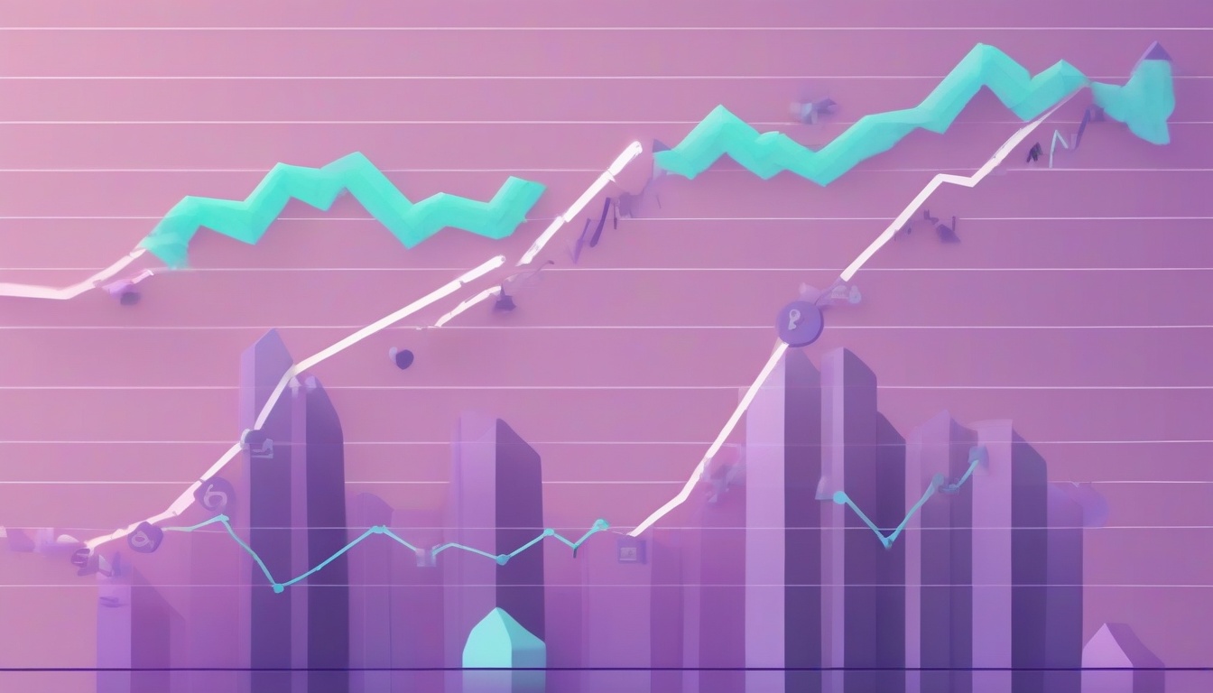Flat illustration of an upward sloping line chart with in...
