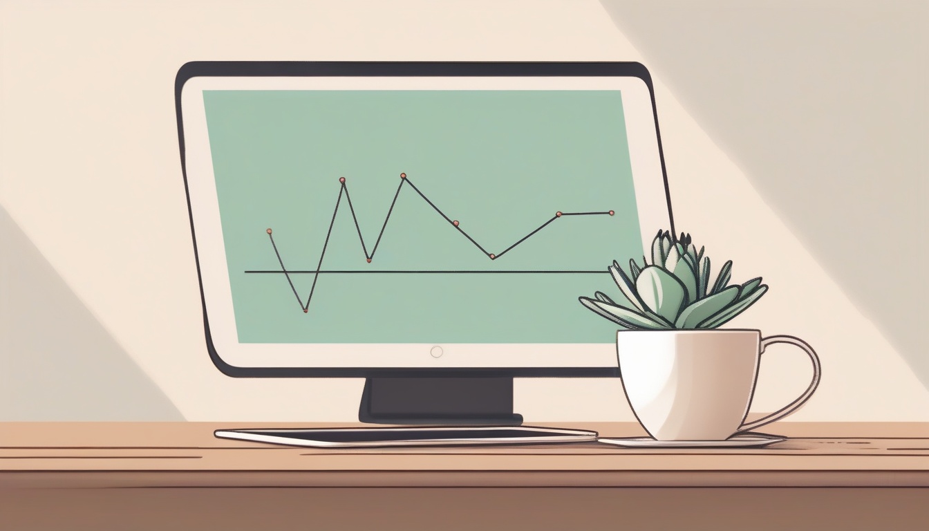 A of a stylized line chart rising on a tablet screen plac...