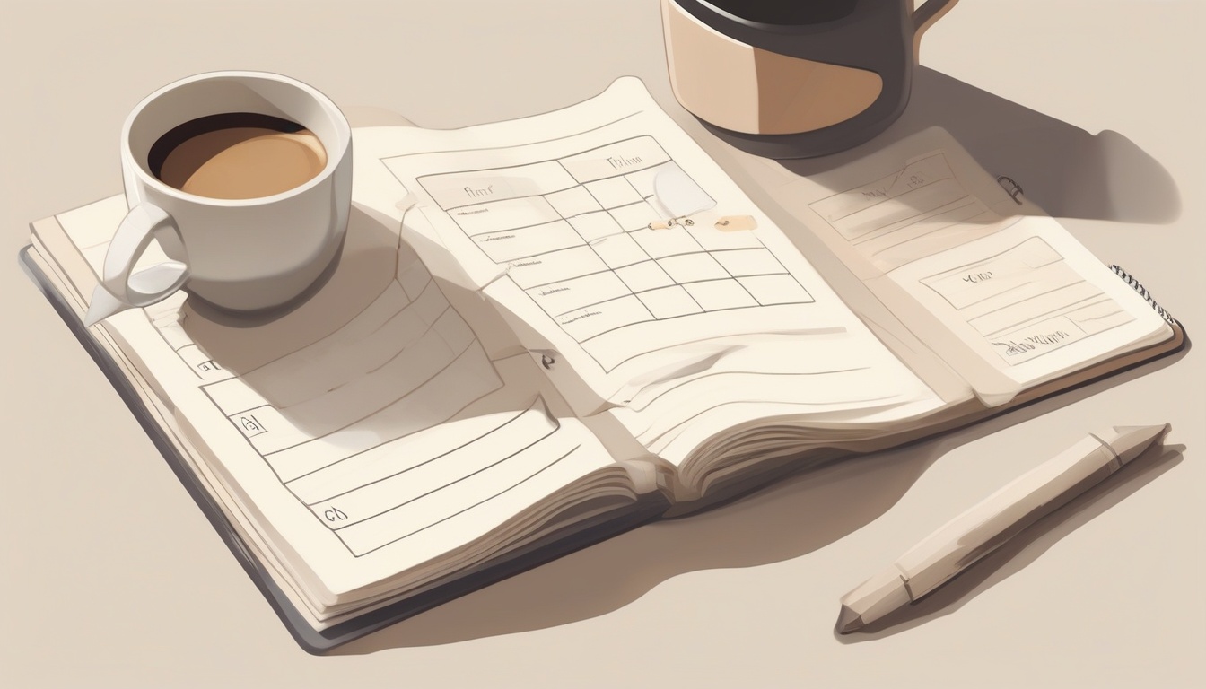 A clean modern flat illustration of a daily planner page ...