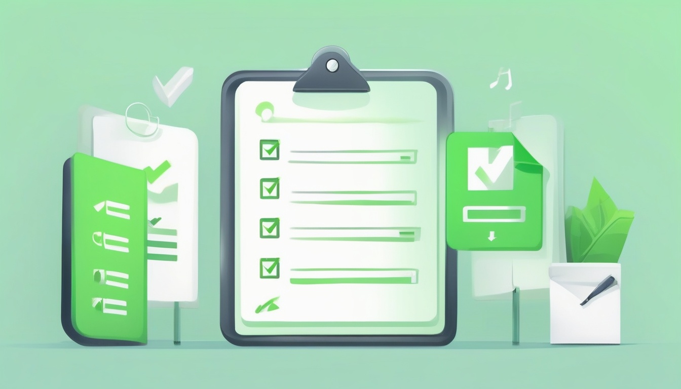 Flat illustration of a clean checklist with checkmarks be...